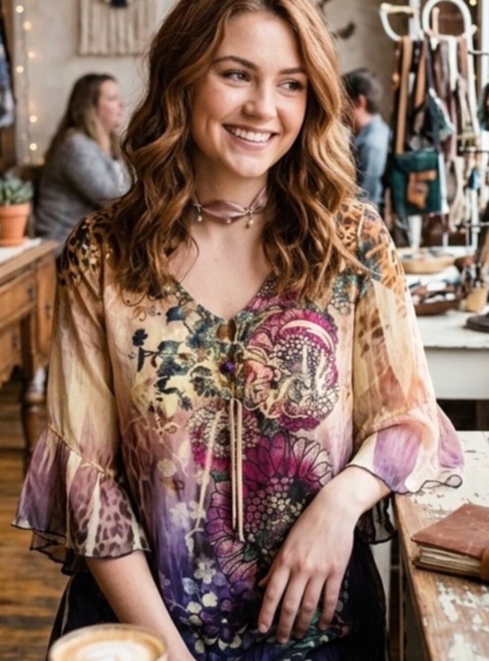 Bleu Vibrant Boho Fairycore Blouse